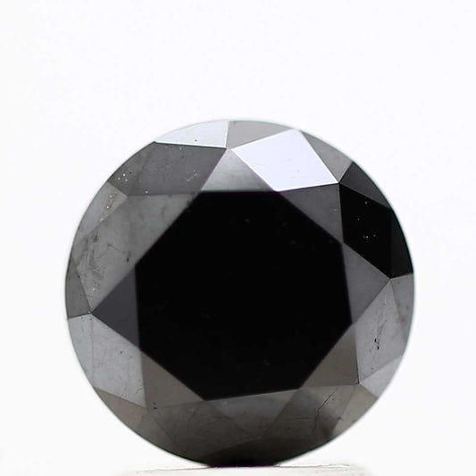 2.58 Carat Fancy Black Round Shape Brilliant Cut Natural Loose Diamond