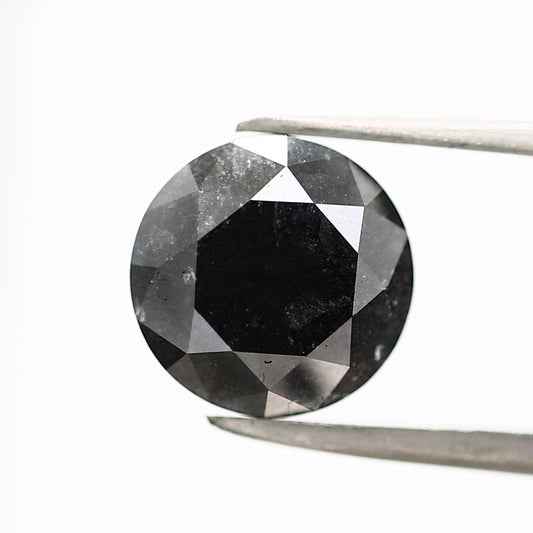 3.50 Carat Fancy Black Round Brilliant Cut Natural Loose Diamond