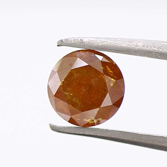 0.91 Carat Fancy Orange Rustic Round Shape Brilliant Cut Natural Loose Diamond