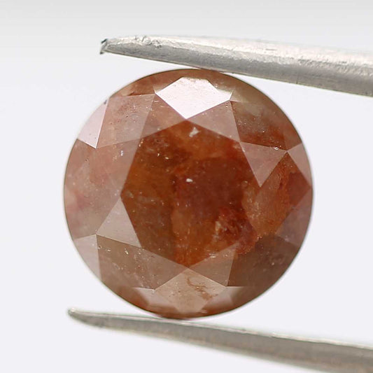 3.03 Carat Fancy Orange Rustic Round Shape Brilliant Cut Natural Loose Diamond