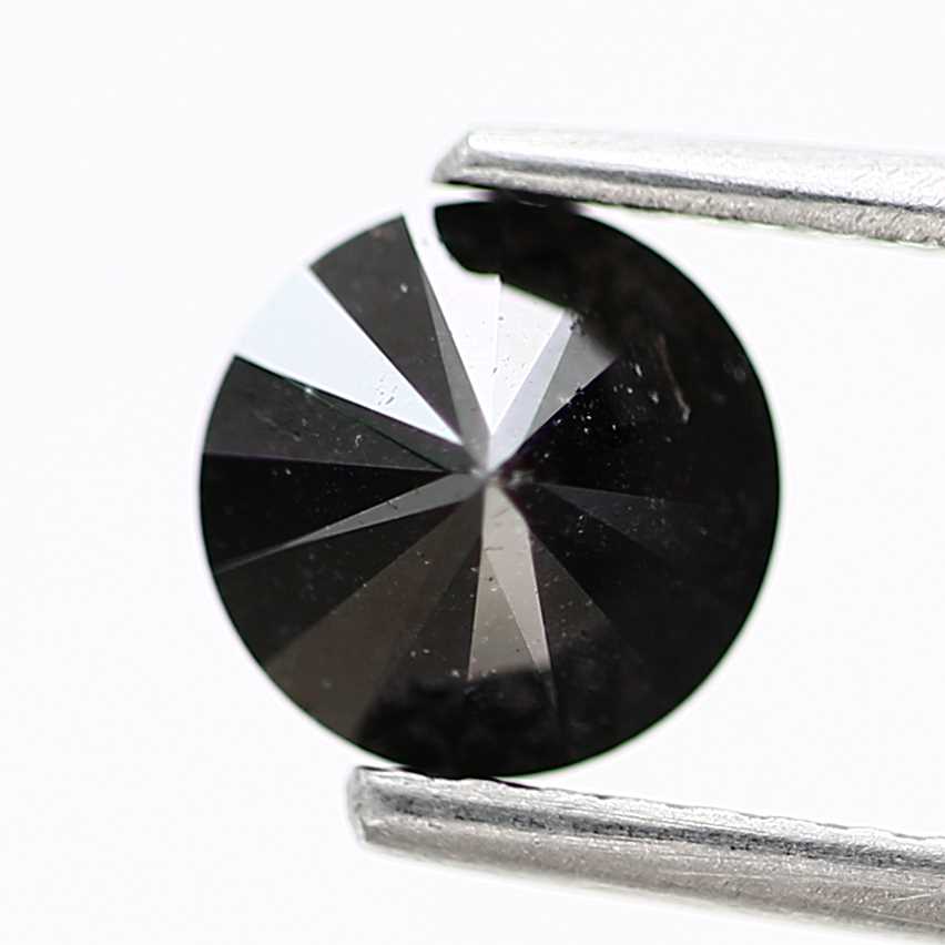 0.85 Carat Salt and Pepper Fancy Black Round Brilliant Cut Natural Loose Diamond