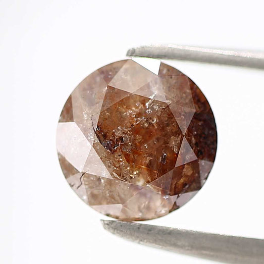 0.88 Carat Brown Rustic Round Shape Brilliant Cut Natural Loose Diamond