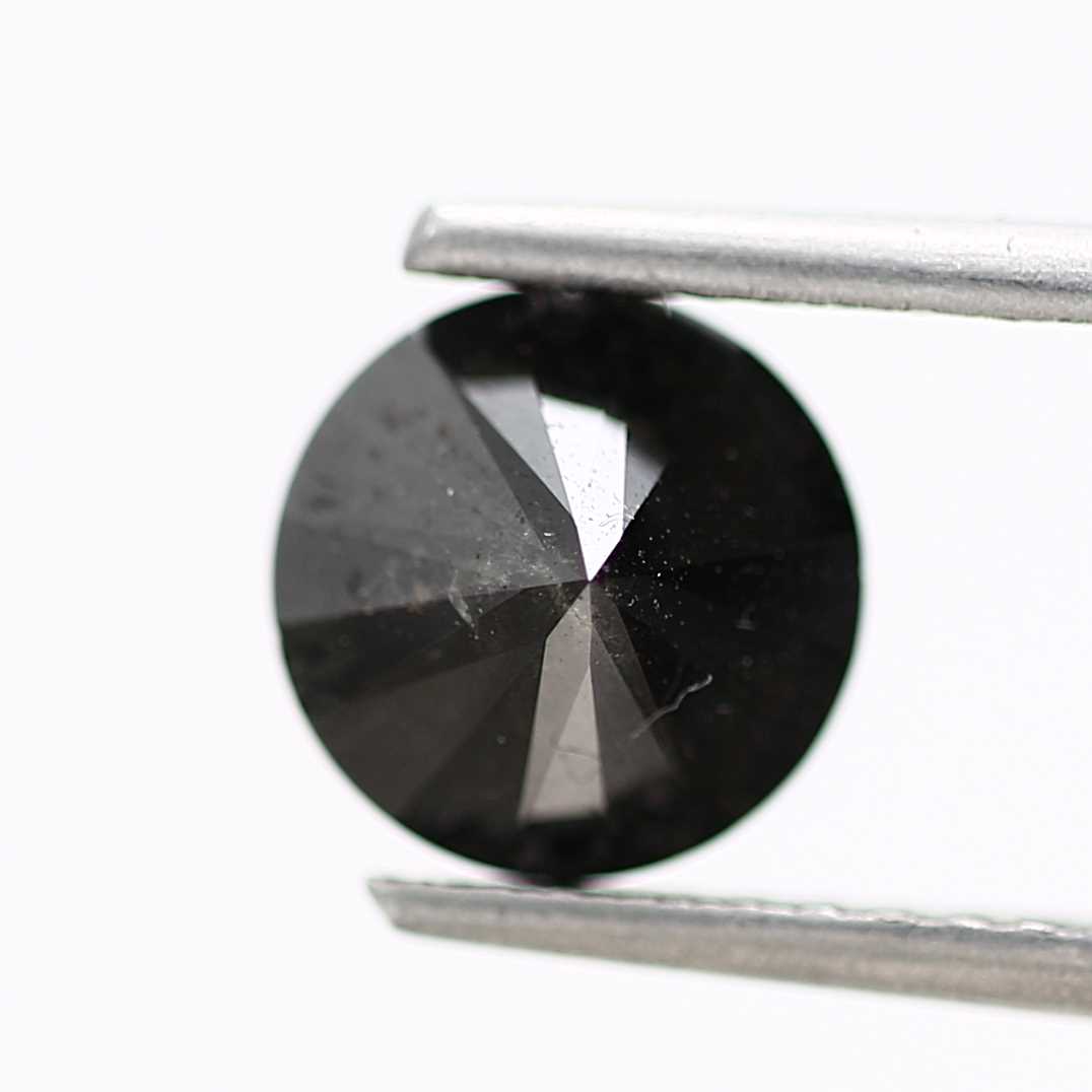 1.10 Carat Fancy Black Round Brilliant Cut Natural Loose Diamond