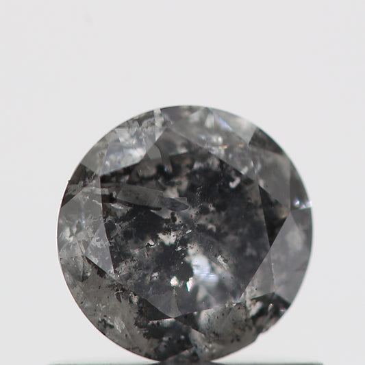 0.41 Carat Salt and Pepper Fancy Black Round Brilliant Cut Natural Loose Diamond