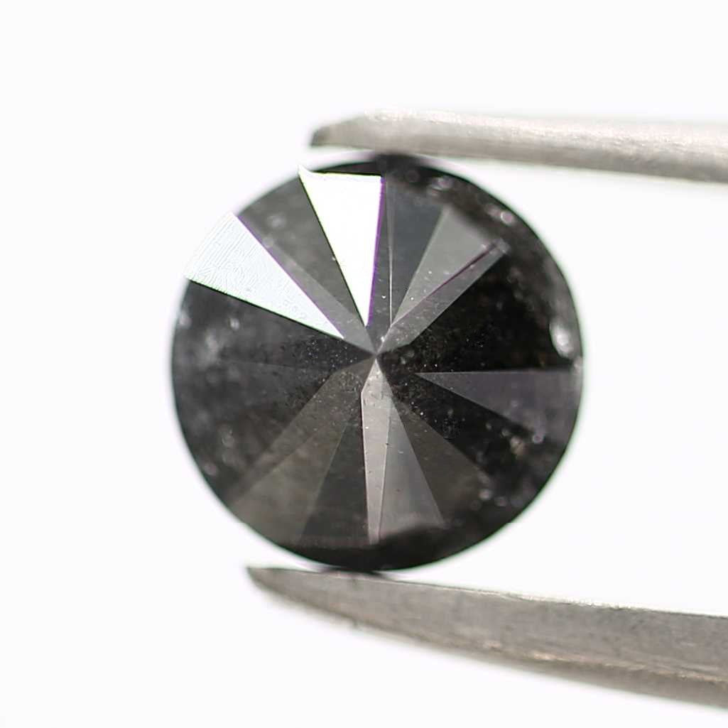 0.70 Carat Fancy Black Round Cut Natural Loose Diamond