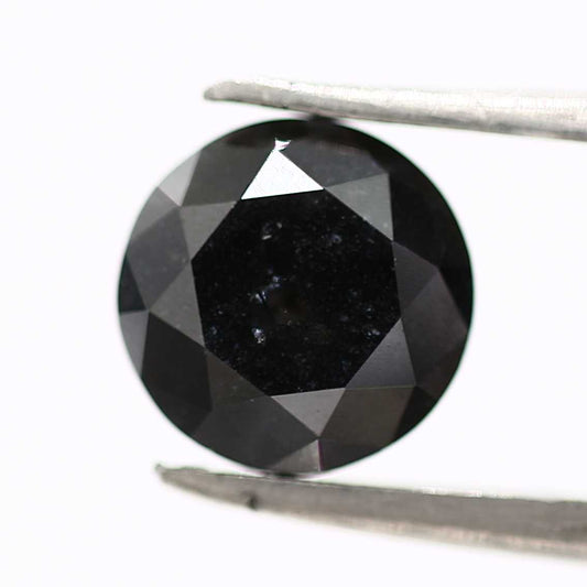 1.70 Carat Fancy Black Round Shape Brilliant Cut Natural Diamond