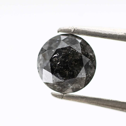 0.88 Carat Salt and Pepper Diamond Fancy Round Brilliant Cut Natural Loose Diamond