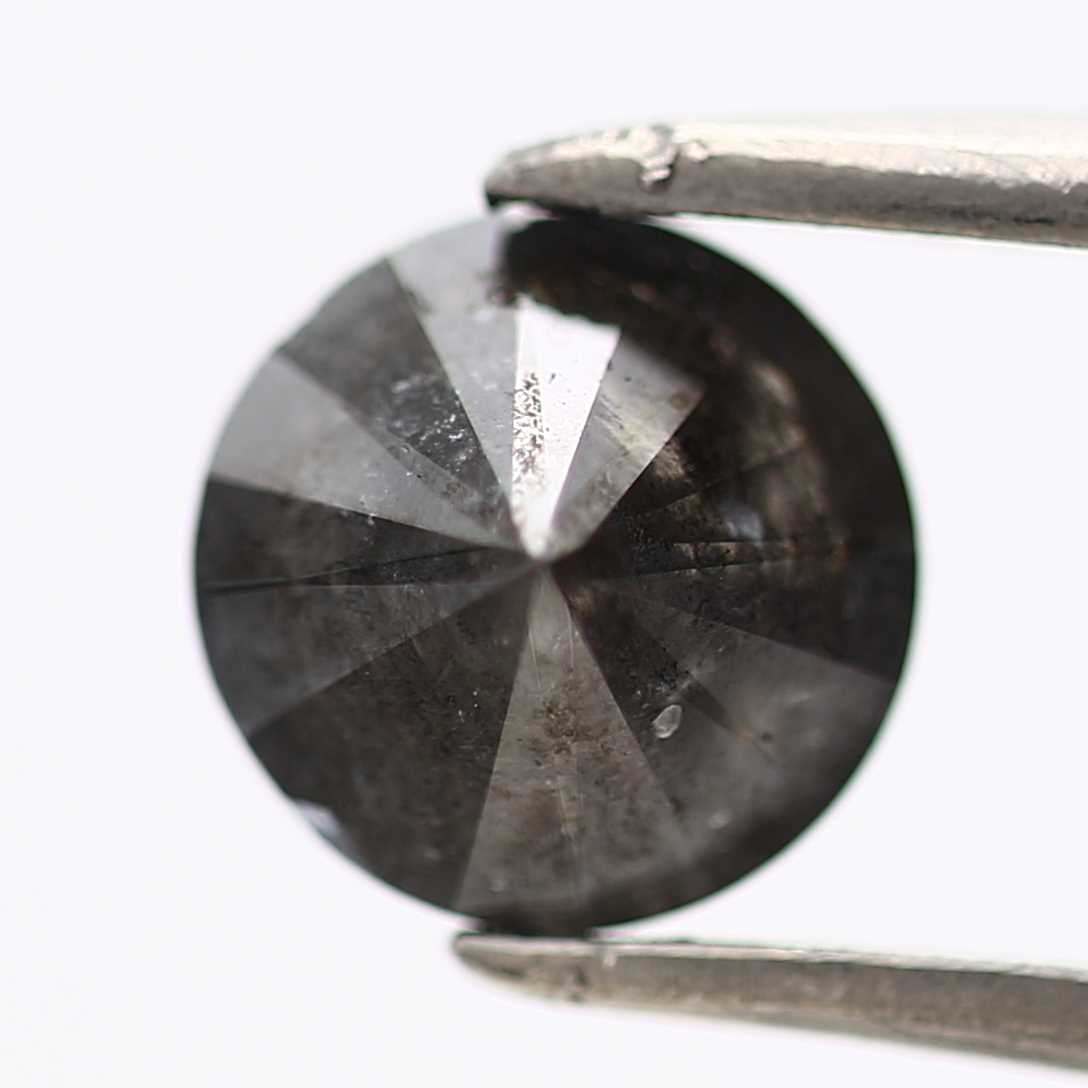 0.98 Carat Salt and Pepper Diamond Black Round Shape Brilliant Cut Natural Loose Diamond