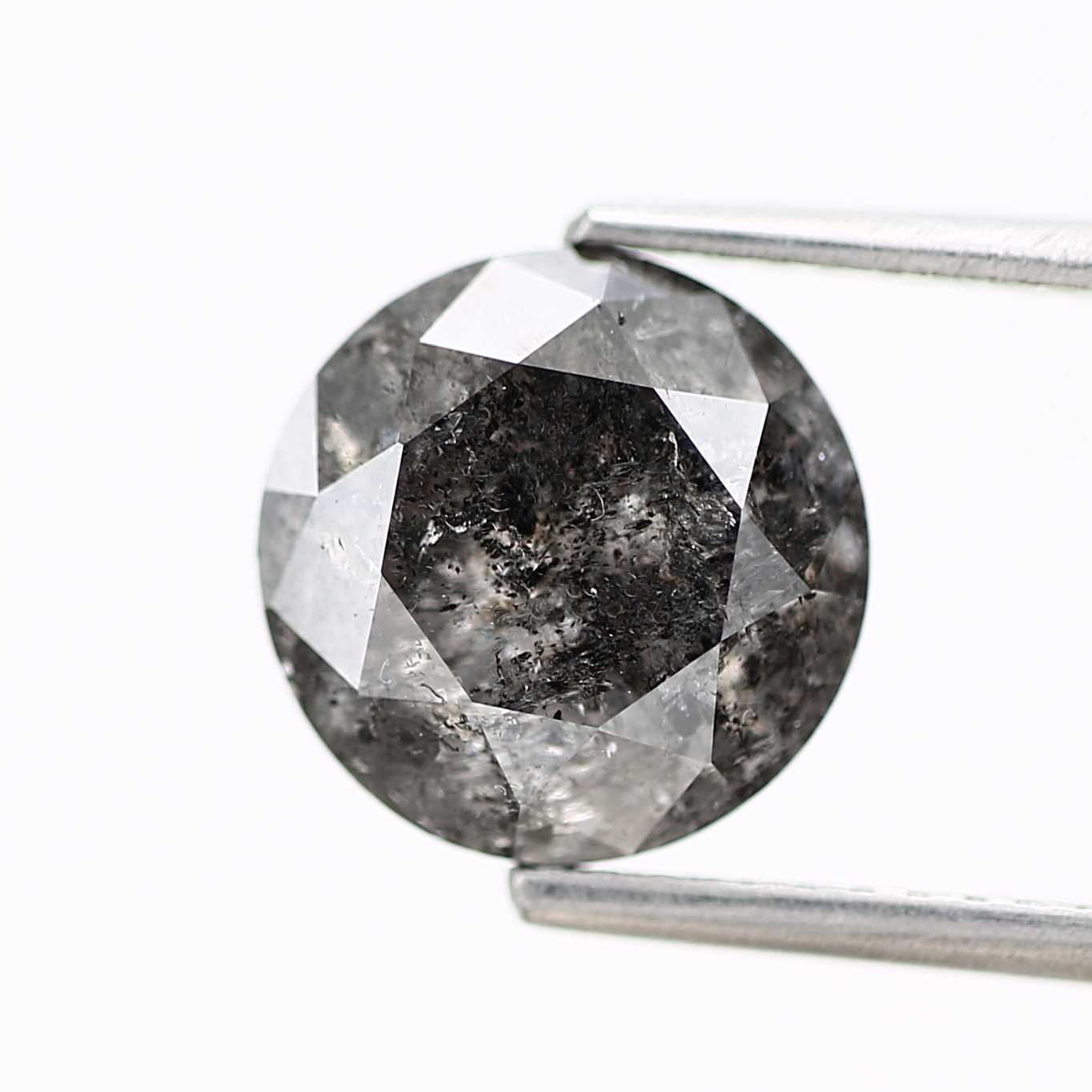 2.75 Carat Salt and Pepper Diamond Round Gray Brilliant Cut Natural Loose Diamond