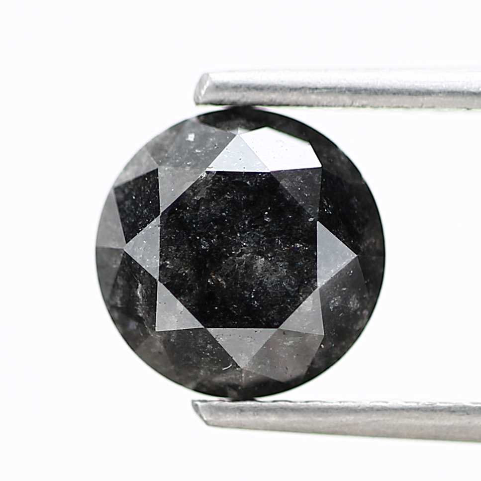 Salt And Pepper Diamond Fancy Gray Color 1.70 CT 7.22 x 5.07 MM Round Brilliant Cut Diamond ! Natural Loose Diamond ! Christmas Gift for Her