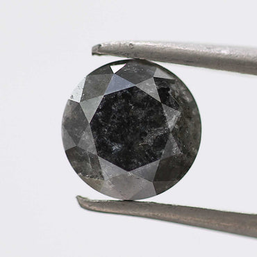 Salt And Pepper Diamond Fancy Gray Color 1.30 CT 6.70 x 4.50 MM Round Brilliant Cut Diamond ! Natural Loose Diamond ! Christmas Gift for Her