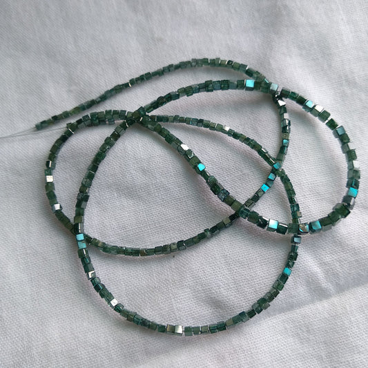 Fancy Ocean Blue Color Polished Cube Loose Diamond Beads 16" Inch 20 Carat