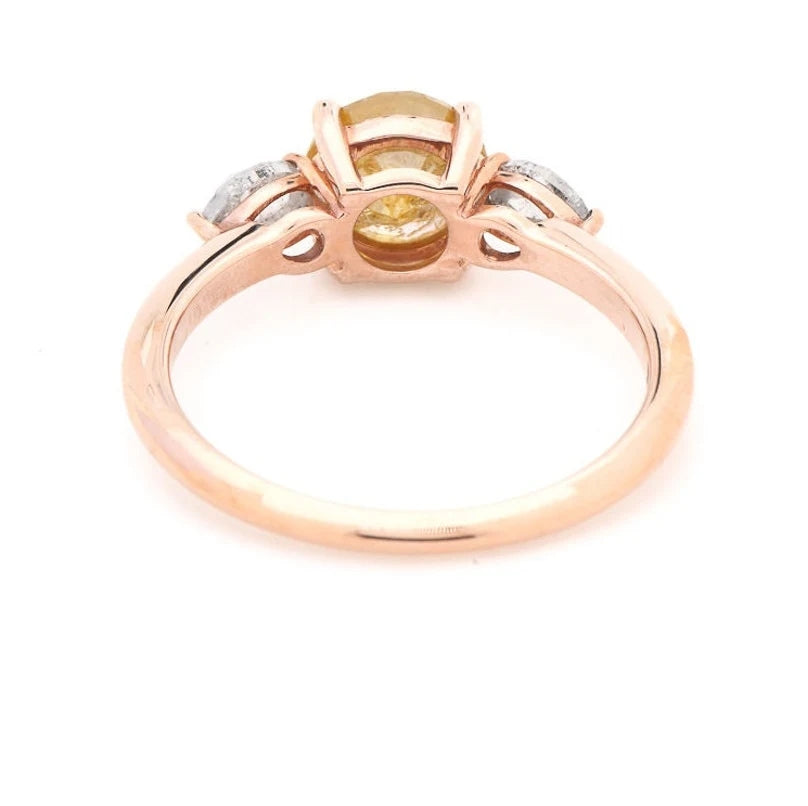 Salt and Pepper Diamond Ring ! Natural Round Diamond ! Natural Yellow Color Diamond For Engagement Ring ! Diamond Ring ! Gift For Her