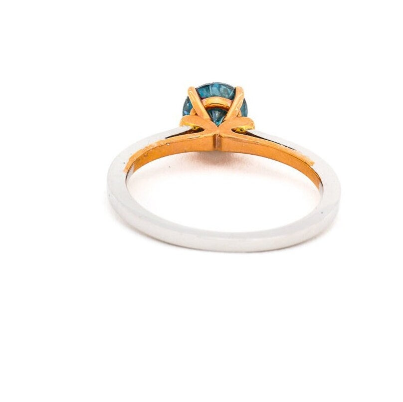 Round Diamond Engagement Ring ! Natural Blue Color Diamond Anniversary Ring ! Gift For Her ! wedding ring