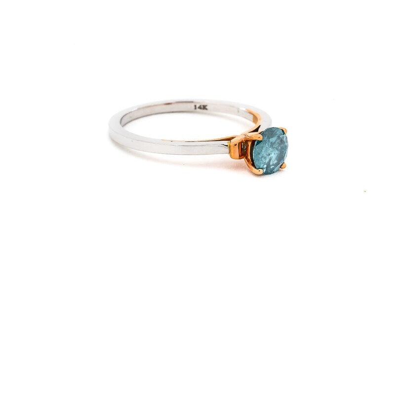 Round Diamond Engagement Ring ! Natural Blue Color Diamond Anniversary Ring ! Gift For Her ! wedding ring