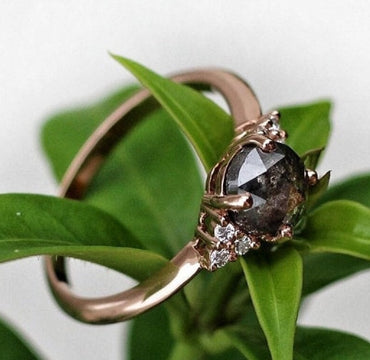 Salt and Pepper Diamond Ring ! Gray Natural Diamond Engagement Ring ! Natural Round Cut Diamond For Diamond Ring ! Gift For Love