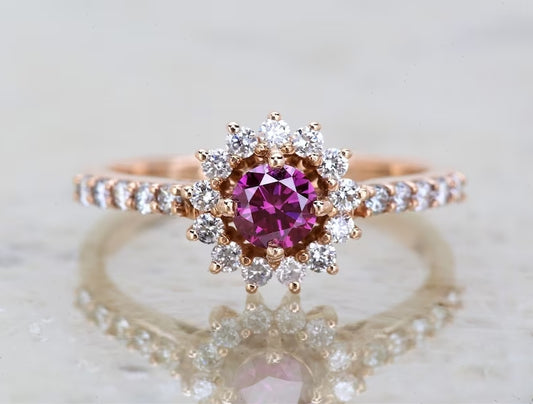 Vintage Pink Diamond Engagement Ring ! Natural Round Cut Diamond ! Natural Diamond For Anniversary Ring ! Diamond Ring