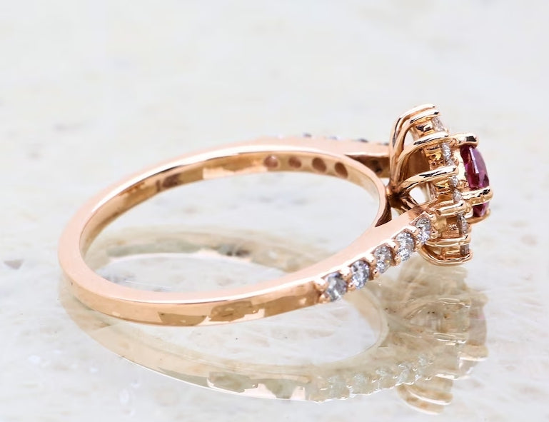 Vintage Pink Diamond Engagement Ring ! Natural Round Cut Diamond ! Natural Diamond For Anniversary Ring ! Diamond Ring