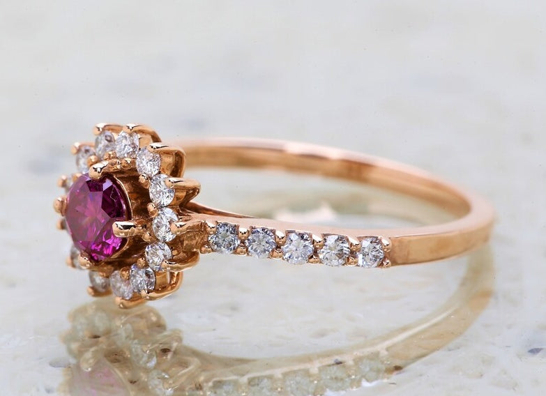 Vintage Pink Diamond Engagement Ring ! Natural Round Cut Diamond ! Natural Diamond For Anniversary Ring ! Diamond Ring