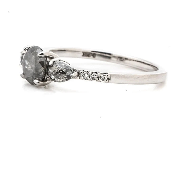Vintage salt and pepper diamond engagement ring |Art deco rose gold promise ring| Antique prong set anniversary ring ! Gift For Her