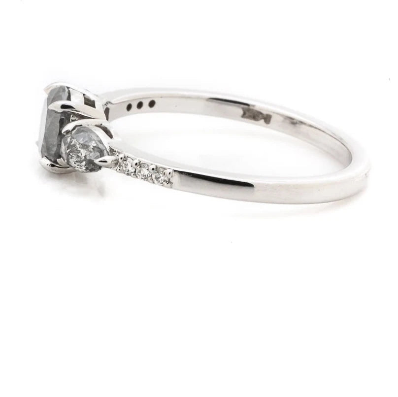 Vintage salt and pepper diamond engagement ring |Art deco rose gold promise ring| Antique prong set anniversary ring ! Gift For Her
