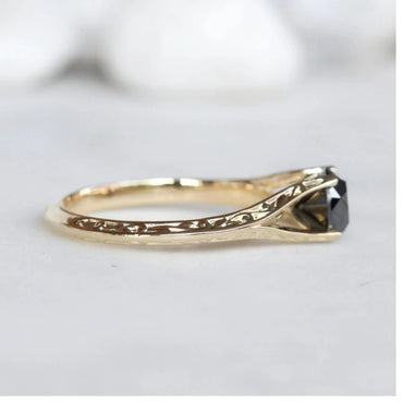 Engagement Ring ! Fancy Black Color Round Diamond Wedding Ring ! Anniversary Gift ! Gift for Her ! Gorgeous 14k White Yellow Rose Gold Ring