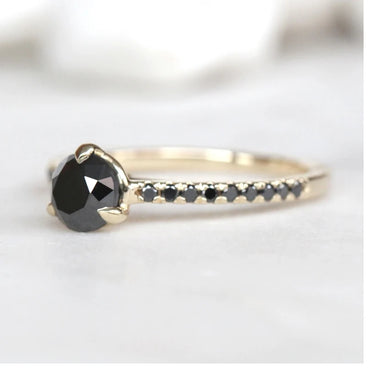 Engagement Ring ! Fancy Black Color Round Diamond Wedding Ring ! Anniversary Gift ! Gift for Her ! 14k White Yellow Rose Gold Ring