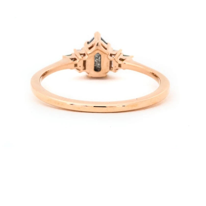 Salt and Pepper Diamond engagement ring vintage wedding ring solitaire ring unique rose gold Shield diamond Wedding anniversary ring