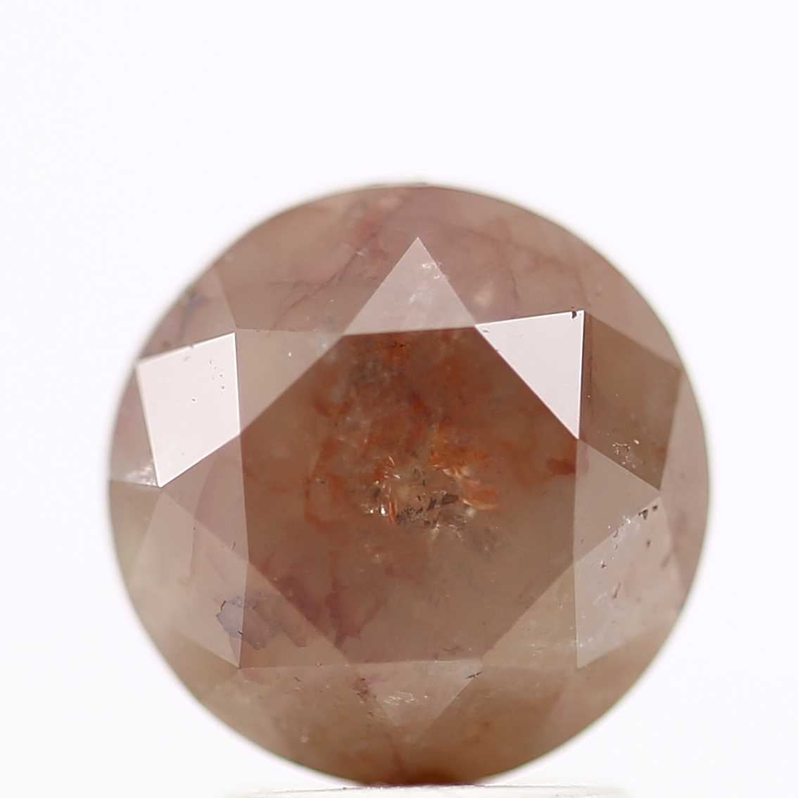 3.09 Carat Orange Brown Rustic Round Shape Brilliant Cut Natural Loose Diamond