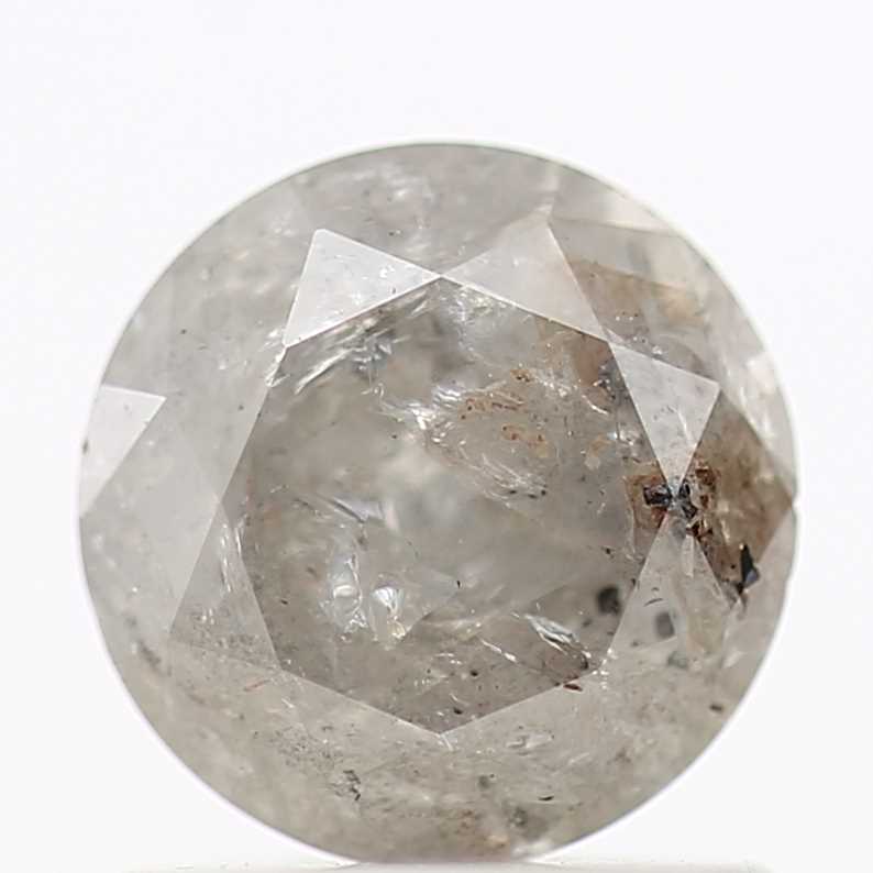 1.09 Carat Salt and Pepper Gray Round Brilliant Cut Natural Loose Diamond