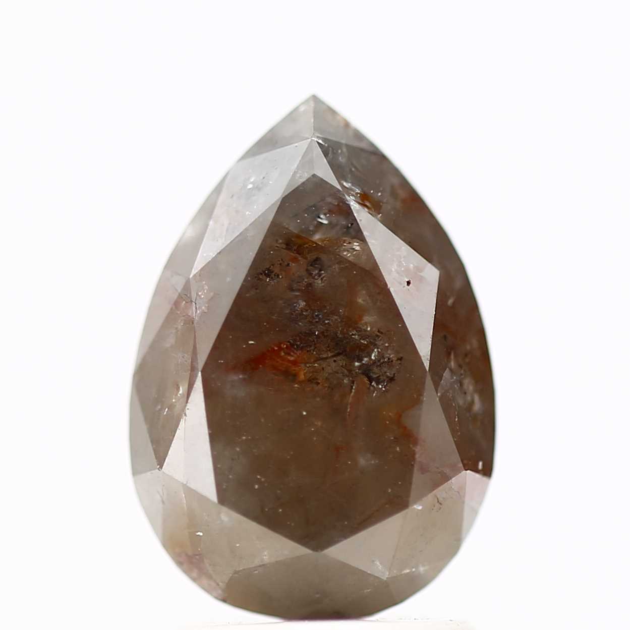 Salt and Pepper Diamond Fancy Brown Color 2.52 CT 10.10 x 7.12 x 5.22 MM Pear Cut Diamond! Natural Loose Diamond ! Christmas Gift for Her