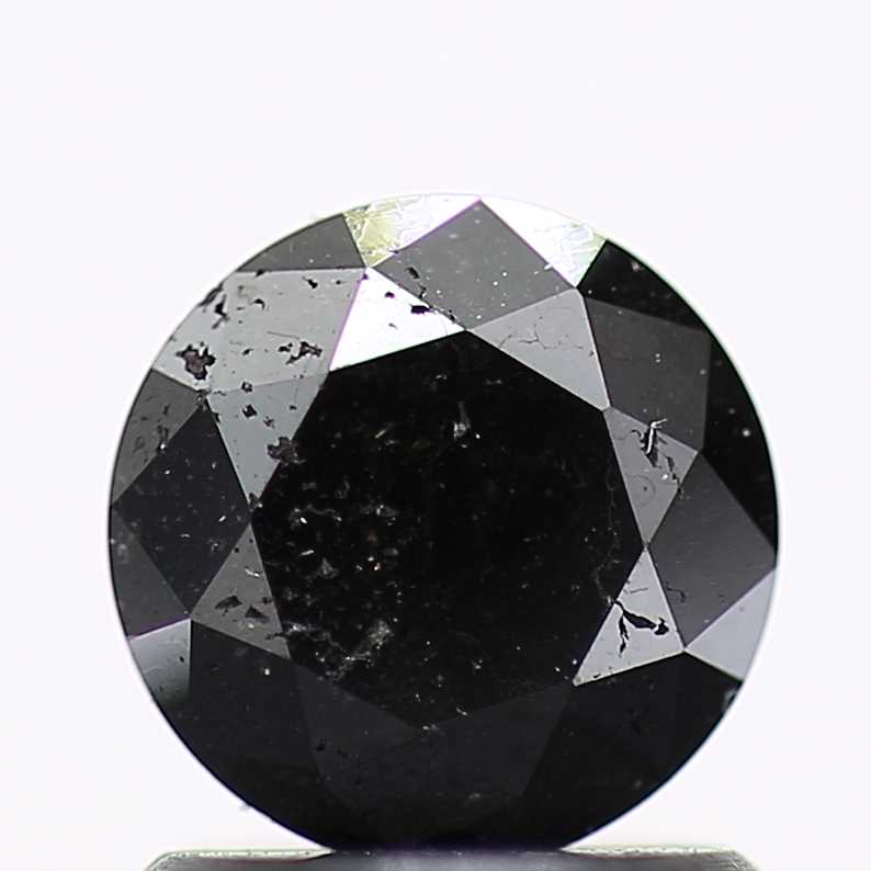 0.89 Carat Fancy Black Round Shape Brilliant Cut Natural Loose Diamond