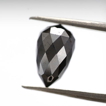 4.74 ct Natural Black Tear Drops Loose Diamond Beads for Jewelry