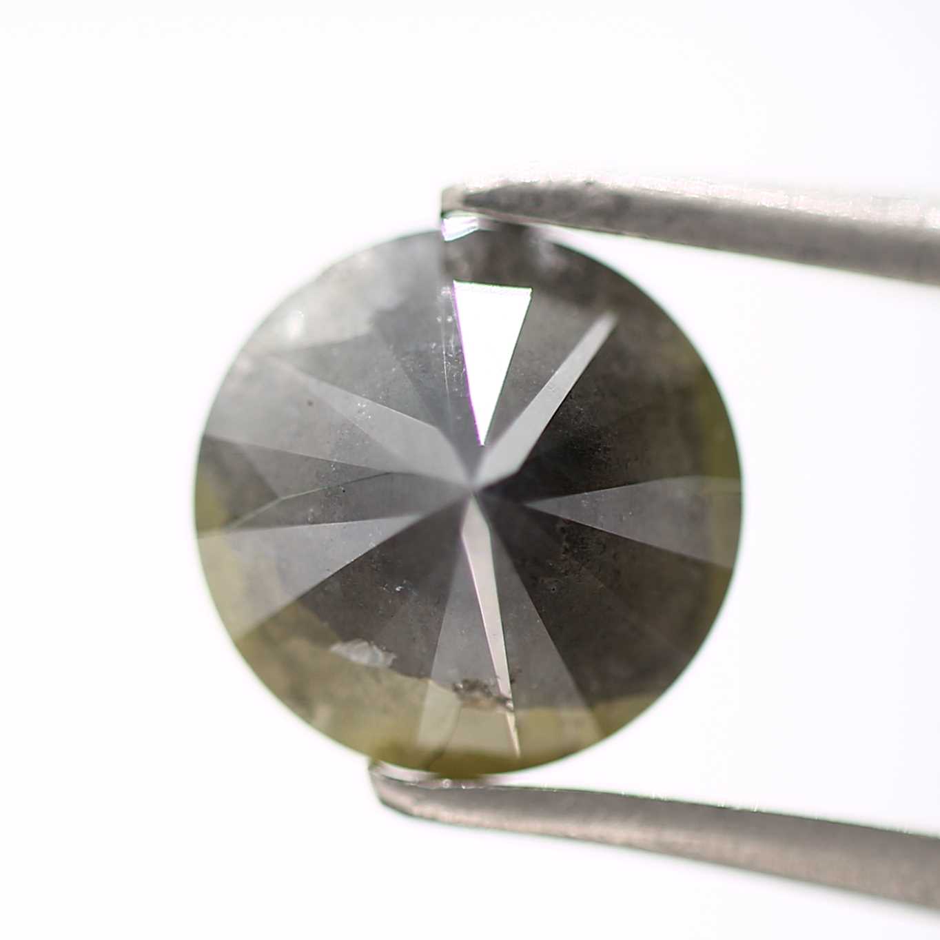 1.46 Carat Gray Yellow Rustic Fancy Round Brilliant Cut Natural Loose Diamond