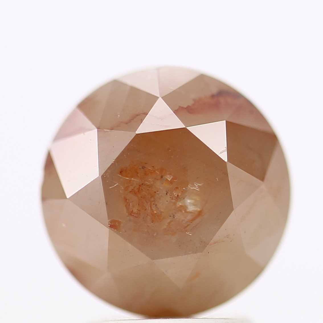 3.30 Carat Peach Brown Rustic Round Shape Brilliant Cut Natural Loose Diamond
