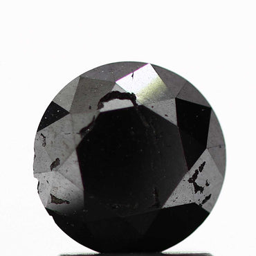 1.37 Carat Fancy Black Round Brilliant Cut Natural Loose Diamond