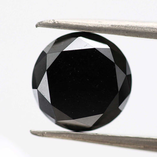 2.74 Carat Fancy Black Round Brilliant Cut Natural Loose Diamond