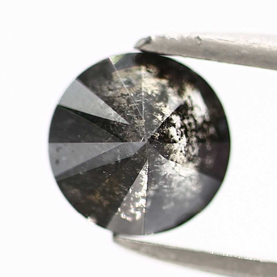 0.77 Carat Salt and Pepper Diamond Black Round Brilliant Cut Natural Loose Diamond