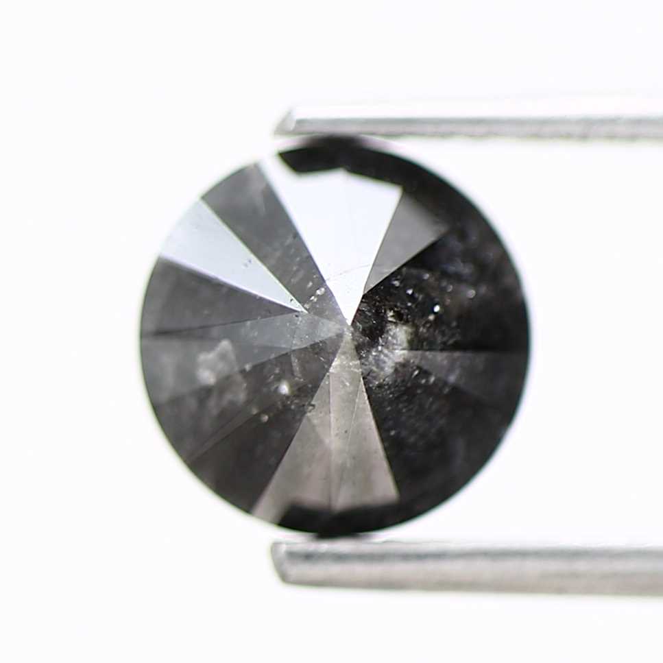 Salt And Pepper Diamond Fancy Gray Color 1.70 CT 7.22 x 5.07 MM Round Brilliant Cut Diamond ! Natural Loose Diamond ! Christmas Gift for Her