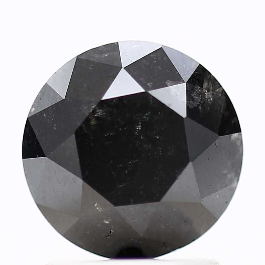 1.42 Carat Fancy Black Round Shape Brilliant Cut Natural Loose Diamond