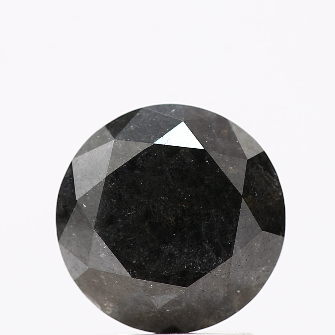 2.56 Carat Fancy Black Round Shape Brilliant Cut Natural Loose Diamond