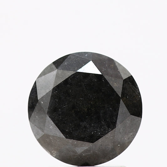 2.56 Carat Fancy Black Round Shape Brilliant Cut Natural Loose Diamond