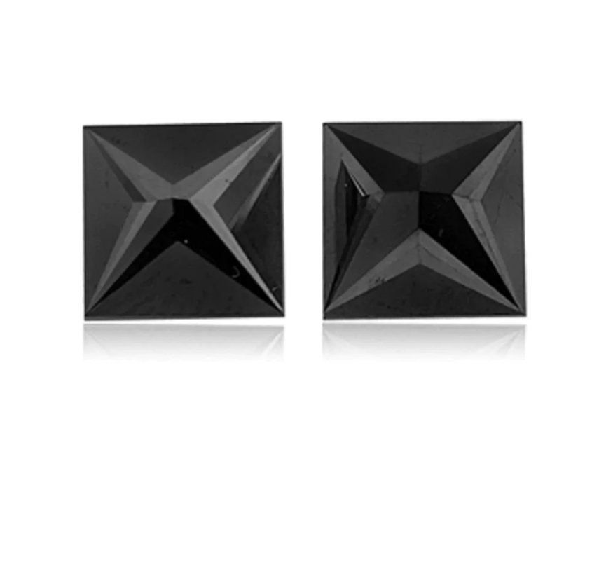 2.50 ct Natural Black Princess Cut Diamond for Earring