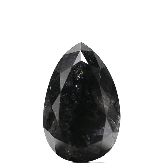 4.44 ct Salt And Pepper Pear Full Cut Diamond Black Color 13.40 mm