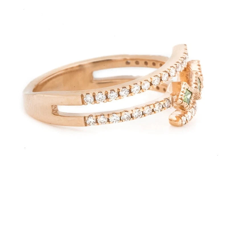 Vintage Diamond engagement ring 14k rose gold diamond band green princess rings art deco ring wedding anniversary promise ring, Gift for Her