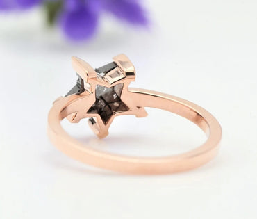 Salt and Pepper Diamond Ring ! Natural Star Cut Diamond Ring ! Natural Diamond For Engagement Ring ! Gift For Her ! Anniversary Ring