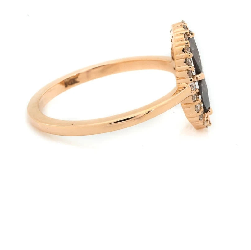 Salt and Pepper Diamond Ring ! Natural Diamond Slice Ring ! Engagement Ring ! 14K Gold Ring For Wedding Gift ! Anniversary Gift