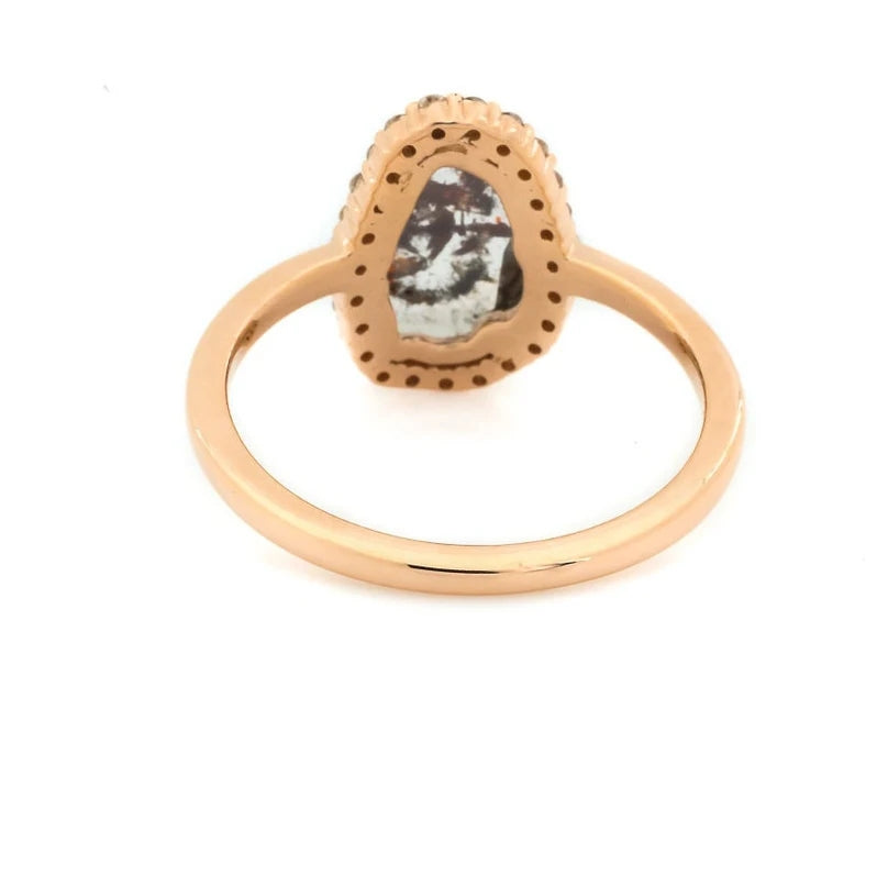 Salt and Pepper Diamond Ring ! Natural Diamond Slice Ring ! Engagement Ring ! 14K Gold Ring For Wedding Gift ! Anniversary Gift