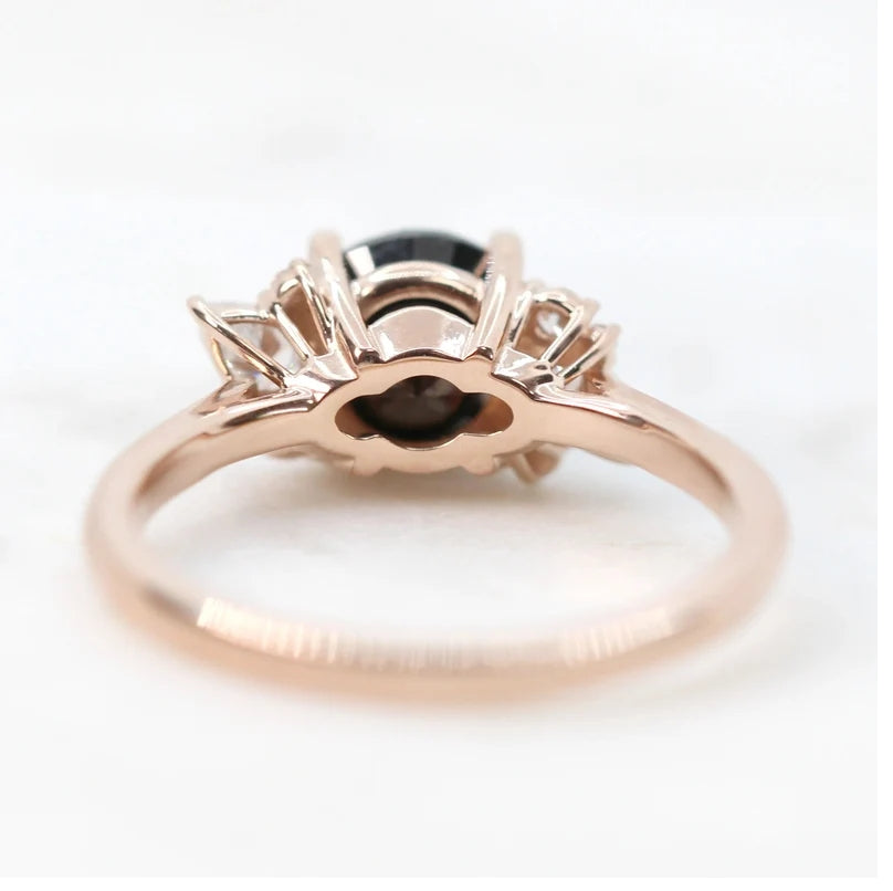 Round Diamond Engagement Ring ! Natural Black Color Diamond Anniversary Ring ! Gift For Her
