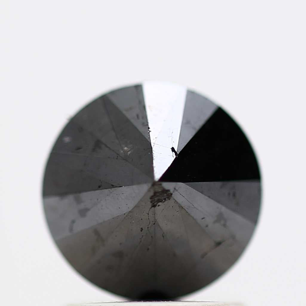 1.41 Carat Fancy Black Round Shape Brilliant Cut Natural Loose Diamond
